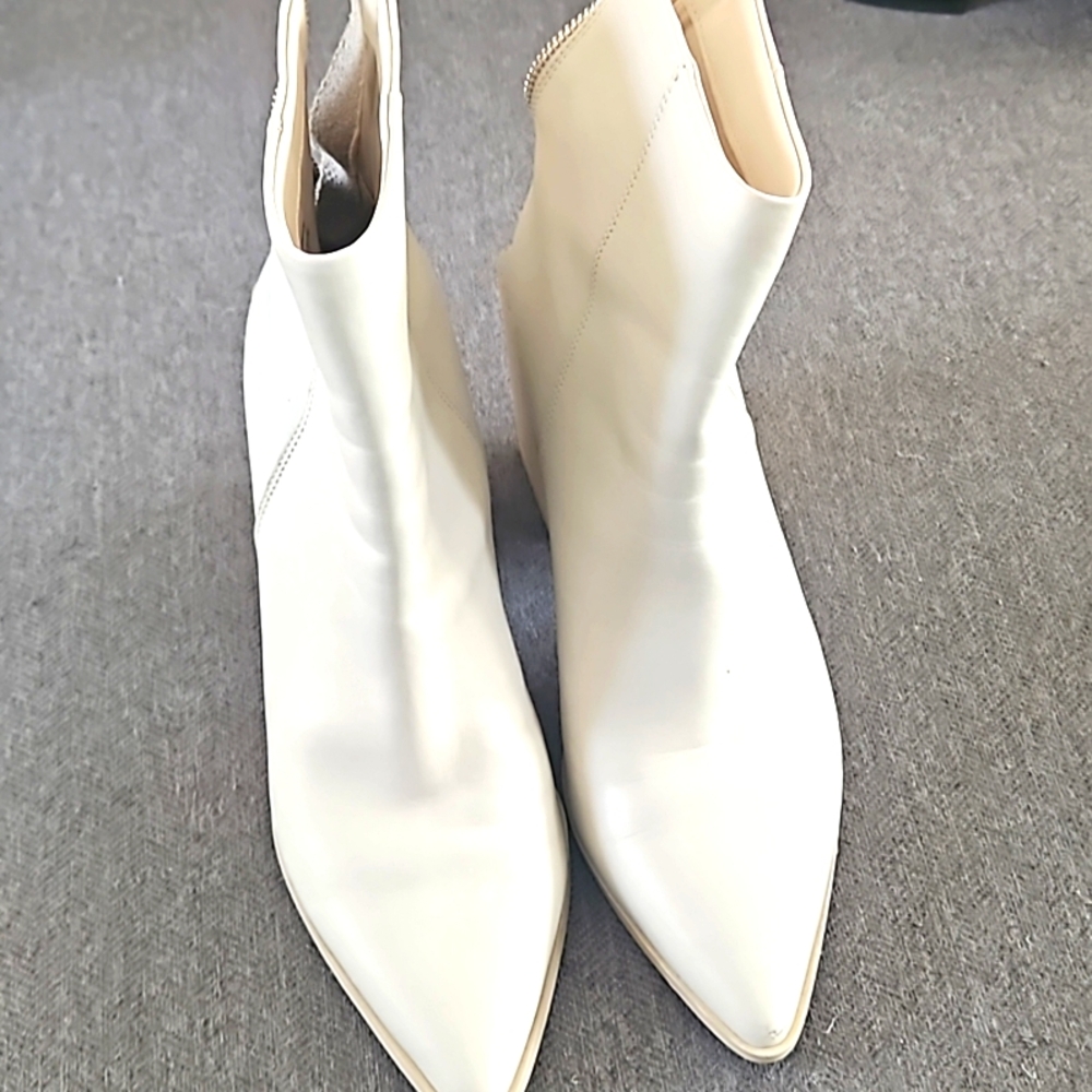 Cream ankle boots